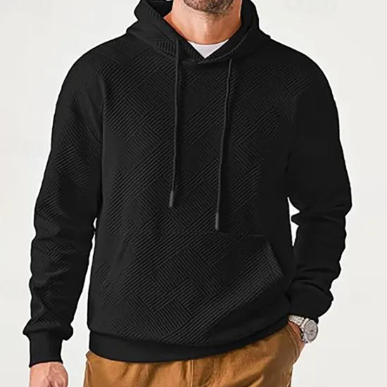 Sale OUKU Men's Hoodie Apricot Black Hooded Plain Jacquard Pocket Sports & Outdoor Daily Holiday Polyester Streetwear Basic Casual Summer Spring Clothing Apparel Hoodies Sweatshirts