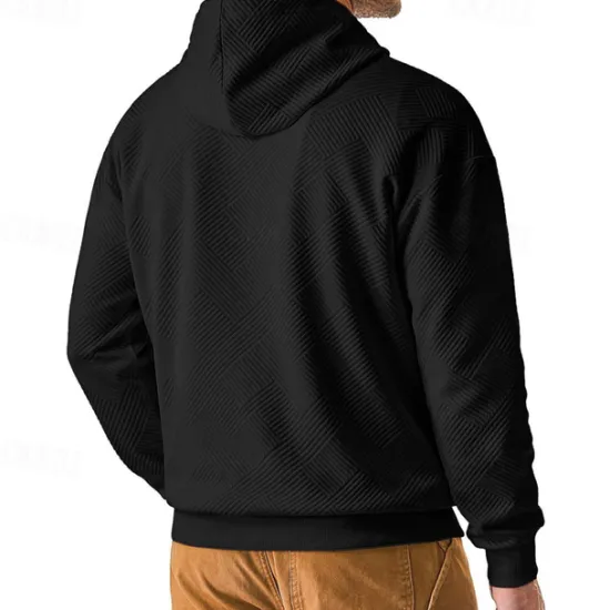 Sale OUKU Men's Hoodie Apricot Black Hooded Plain Jacquard Pocket Sports & Outdoor Daily Holiday Polyester Streetwear Basic Casual Summer Spring Clothing Apparel Hoodies Sweatshirts