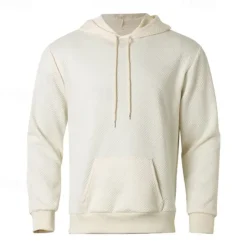 Sale OUKU Men's Hoodie Apricot Black Hooded Plain Jacquard Pocket Sports & Outdoor Daily Holiday Polyester Streetwear Basic Casual Summer Spring Clothing Apparel Hoodies Sweatshirts