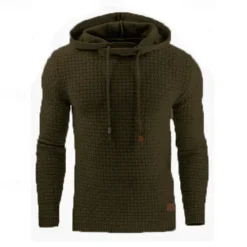 Discount OUKU Men's Hoodie Apricot Black White Army Green Red Hooded Plain Jacquard Pocket Ribbed Textured Sports & Outdoor Daily Holiday Polyester Streetwear Basic Casual Spring & Fall Clothing Apparel Hoodies