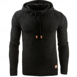 Discount OUKU Men's Hoodie Apricot Black White Army Green Red Hooded Plain Jacquard Pocket Ribbed Textured Sports & Outdoor Daily Holiday Polyester Streetwear Basic Casual Spring & Fall Clothing Apparel Hoodies