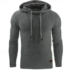 Discount OUKU Men's Hoodie Apricot Black White Army Green Red Hooded Plain Jacquard Pocket Ribbed Textured Sports & Outdoor Daily Holiday Polyester Streetwear Basic Casual Spring & Fall Clothing Apparel Hoodies