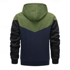 OUKU Men's Hoodie Hooded Color Block Patchwork Pocket Sports & Outdoor Daily Holiday Streetwear Basic Casual Spring & Fall Clothing Apparel Hoodies Sweatshirts Army Green