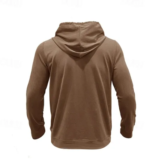 Online OUKU Men's Hoodie Black Army Green Green Dark Gray Coffee Hooded Plain Pocket Sports & Outdoor Daily Holiday Cotton Streetwear Basic Casual Spring & Fall Clothing Apparel Hoodies Sweatshirts