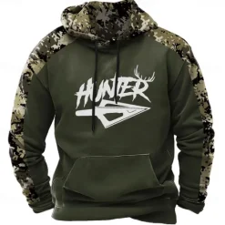 Hot OUKU Men's Hoodie Black Brown Green Hooded Camouflage Camo / Camouflage 3D Print Cool Fall Winter Clothing Apparel Hoodies Sweatshirts