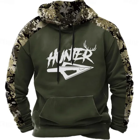 Hot OUKU Men's Hoodie Black Brown Green Hooded Camouflage Camo / Camouflage 3D Print Cool Fall Winter Clothing Apparel Hoodies Sweatshirts