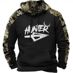 Hot OUKU Men's Hoodie Black Brown Green Hooded Camouflage Camo / Camouflage 3D Print Cool Fall Winter Clothing Apparel Hoodies Sweatshirts