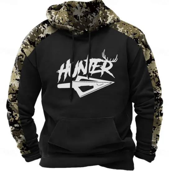 Hot OUKU Men's Hoodie Black Brown Green Hooded Camouflage Camo / Camouflage 3D Print Cool Fall Winter Clothing Apparel Hoodies Sweatshirts