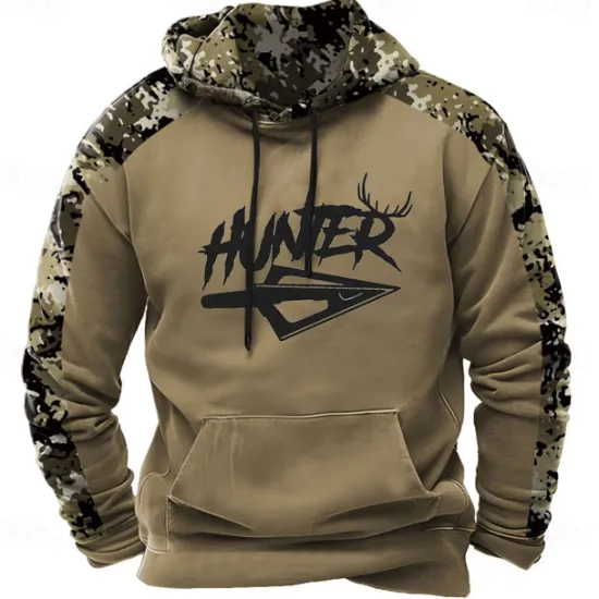 Hot OUKU Men's Hoodie Black Brown Green Hooded Camouflage Camo / Camouflage 3D Print Cool Fall Winter Clothing Apparel Hoodies Sweatshirts