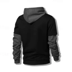 Sale OUKU Men's Hoodie Hooded Color Block Patchwork Pocket Faux Two-piece Sports & Outdoor Daily Holiday Streetwear Basic Casual Spring & Fall Clothing Apparel Hoodies Sweatshirts Black