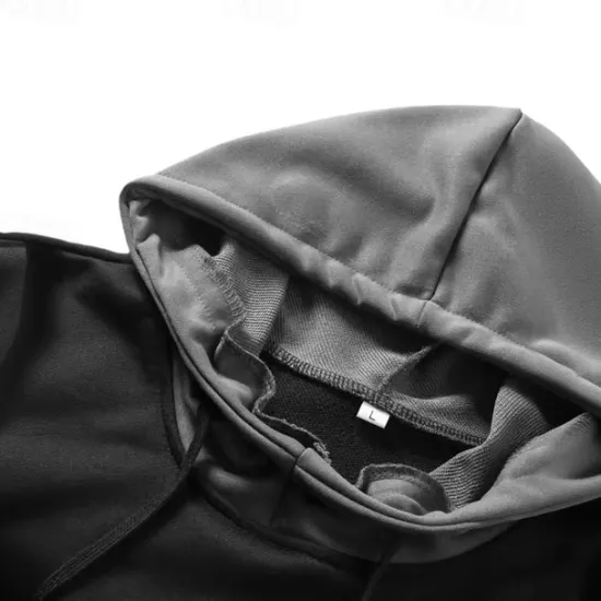 Sale OUKU Men's Hoodie Hooded Color Block Patchwork Pocket Faux Two-piece Sports & Outdoor Daily Holiday Streetwear Basic Casual Spring & Fall Clothing Apparel Hoodies Sweatshirts Black