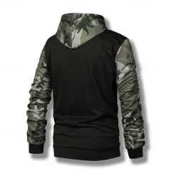 Hot OUKU Men's Hoodie Hooded Color Block Camouflage Patchwork Pocket Sports & Outdoor Daily Holiday Streetwear Basic Casual Spring & Fall Clothing Apparel Hoodies Sweatshirts Black