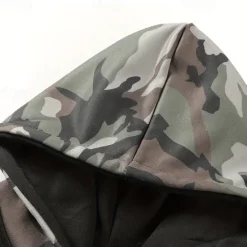 Hot OUKU Men's Hoodie Hooded Color Block Camouflage Patchwork Pocket Sports & Outdoor Daily Holiday Streetwear Basic Casual Spring & Fall Clothing Apparel Hoodies Sweatshirts Black