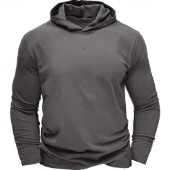 Online OUKU Men's Hoodie Black White Army Green Royal Blue Khaki Hooded Plain Sports & Outdoor Daily Holiday Cotton Streetwear Basic Casual Spring & Fall Clothing Apparel Hoodies Sweatshirts