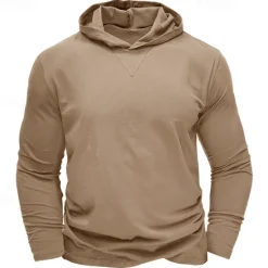 Online OUKU Men's Hoodie Black White Army Green Royal Blue Khaki Hooded Plain Sports & Outdoor Daily Holiday Cotton Streetwear Basic Casual Spring & Fall Clothing Apparel Hoodies Sweatshirts