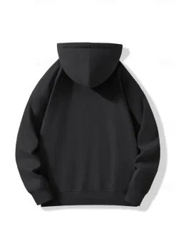 Best OUKU Men's Hoodie Black White Hooded Plain Sports & Outdoor Daily Holiday Cotton Streetwear Cool Casual Spring & Fall Clothing Apparel Hoodies Sweatshirts Long Sleeve