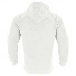 Hot OUKU Men's Hoodie Black White Khaki Light Grey Dark Gray Hooded Plain Ribbed Front Pocket Textured Sports & Outdoor Daily Holiday Polyester Streetwear Basic Casual Spring & Fall Clothing Apparel Hoodies