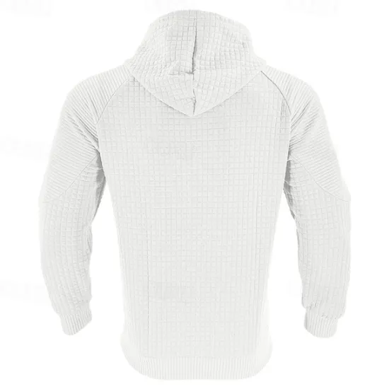 Hot OUKU Men's Hoodie Black White Khaki Light Grey Dark Gray Hooded Plain Ribbed Front Pocket Textured Sports & Outdoor Daily Holiday Polyester Streetwear Basic Casual Spring & Fall Clothing Apparel Hoodies