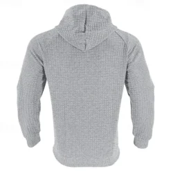 Hot OUKU Men's Hoodie Black White Khaki Light Grey Dark Gray Hooded Plain Ribbed Front Pocket Textured Sports & Outdoor Daily Holiday Polyester Streetwear Basic Casual Spring & Fall Clothing Apparel Hoodies