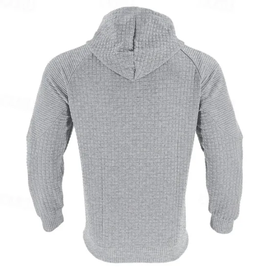 Hot OUKU Men's Hoodie Black White Khaki Light Grey Dark Gray Hooded Plain Ribbed Front Pocket Textured Sports & Outdoor Daily Holiday Polyester Streetwear Basic Casual Spring & Fall Clothing Apparel Hoodies