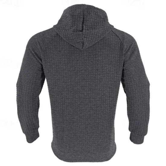 Hot OUKU Men's Hoodie Black White Khaki Light Grey Dark Gray Hooded Plain Ribbed Front Pocket Textured Sports & Outdoor Daily Holiday Polyester Streetwear Basic Casual Spring & Fall Clothing Apparel Hoodies