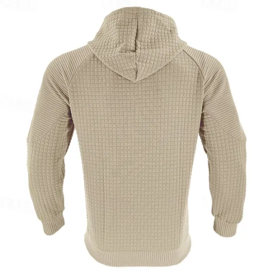 Hot OUKU Men's Hoodie Black White Khaki Light Grey Dark Gray Hooded Plain Ribbed Front Pocket Textured Sports & Outdoor Daily Holiday Polyester Streetwear Basic Casual Spring & Fall Clothing Apparel Hoodies