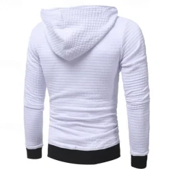 New OUKU Men's Hoodie Black White Light Grey Dark Gray Hooded Plain Drawstring Ribbed Front Pocket Sports & Outdoor Daily Holiday Polyester Textured Streetwear Basic Casual Spring & Fall Clothing Apparel