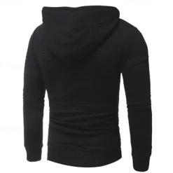 New OUKU Men's Hoodie Black White Light Grey Dark Gray Hooded Plain Drawstring Ribbed Front Pocket Sports & Outdoor Daily Holiday Polyester Textured Streetwear Basic Casual Spring & Fall Clothing Apparel