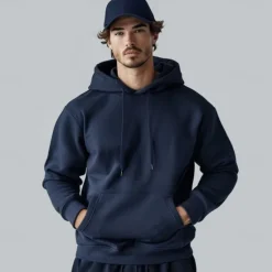 Sale OUKU Men's Hoodie Black White Navy Blue Hooded Plain Pocket Christmas Gifts Work Sports & Outdoor Active Cool Basic Fall Winter Clothing Apparel Hoodies Sweatshirts Long Sleeve