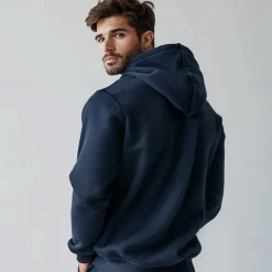 Sale OUKU Men's Hoodie Black White Navy Blue Hooded Plain Pocket Christmas Gifts Work Sports & Outdoor Active Cool Basic Fall Winter Clothing Apparel Hoodies Sweatshirts Long Sleeve