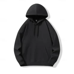 Sale OUKU Men's Hoodie Black White Navy Blue Hooded Plain Pocket Christmas Gifts Work Sports & Outdoor Active Cool Basic Fall Winter Clothing Apparel Hoodies Sweatshirts Long Sleeve