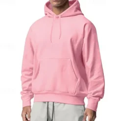 Best OUKU Men's Hoodie Black White Pink Light Grey Dark Gray Hooded Plain Pocket Sports & Outdoor Daily Holiday Streetwear Basic Casual Spring & Fall Clothing Apparel Hoodies Sweatshirts