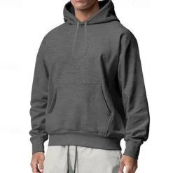 Best OUKU Men's Hoodie Black White Pink Light Grey Dark Gray Hooded Plain Pocket Sports & Outdoor Daily Holiday Streetwear Basic Casual Spring & Fall Clothing Apparel Hoodies Sweatshirts