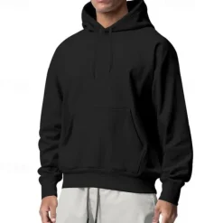 Best OUKU Men's Hoodie Black White Pink Light Grey Dark Gray Hooded Plain Pocket Sports & Outdoor Daily Holiday Streetwear Basic Casual Spring & Fall Clothing Apparel Hoodies Sweatshirts