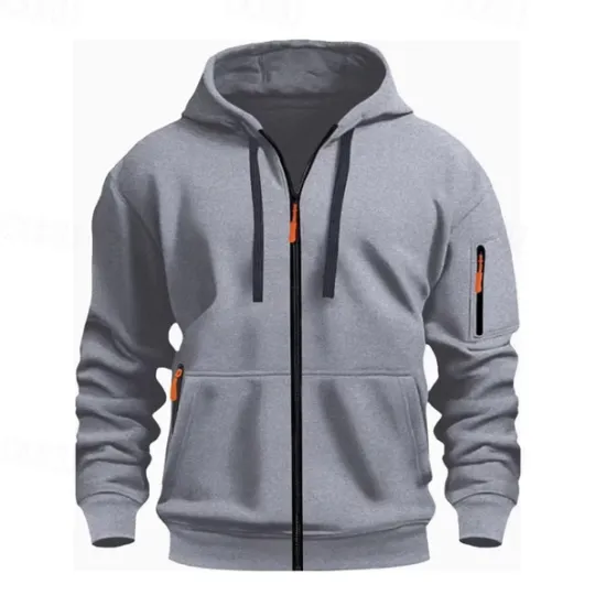 OUKU Men's Hoodie Black White Wine Army Green Red Hooded Plain Zipper Color Block Sports & Outdoor Casual Daily Polyester Cool Casual Athletic Spring & Fall Clothing Apparel Hoodies Sweatshirts Long