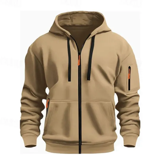 OUKU Men's Hoodie Black White Wine Army Green Red Hooded Plain Zipper Color Block Sports & Outdoor Casual Daily Polyester Cool Casual Athletic Spring & Fall Clothing Apparel Hoodies Sweatshirts Long