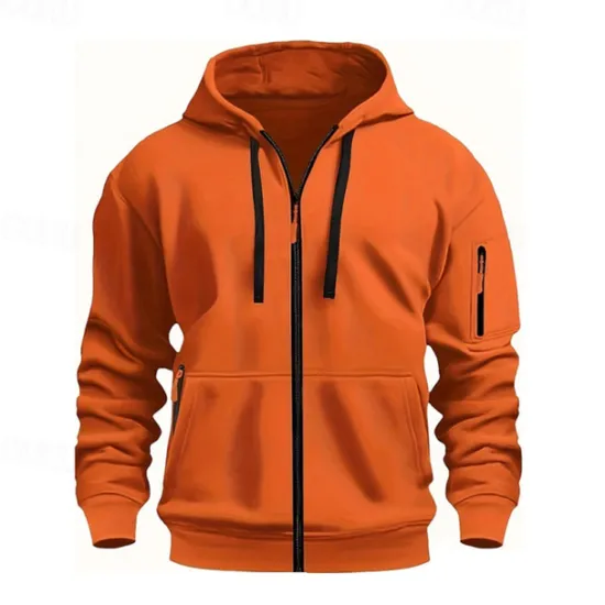 OUKU Men's Hoodie Black White Wine Army Green Red Hooded Plain Zipper Color Block Sports & Outdoor Casual Daily Polyester Cool Casual Athletic Spring & Fall Clothing Apparel Hoodies Sweatshirts Long