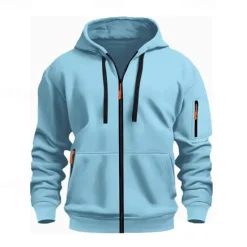OUKU Men's Hoodie Black White Wine Army Green Red Hooded Plain Zipper Color Block Sports & Outdoor Casual Daily Polyester Cool Casual Athletic Spring & Fall Clothing Apparel Hoodies Sweatshirts Long