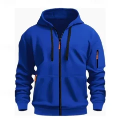 OUKU Men's Hoodie Black White Wine Army Green Red Hooded Plain Zipper Color Block Sports & Outdoor Casual Daily Polyester Cool Casual Athletic Spring & Fall Clothing Apparel Hoodies Sweatshirts Long