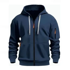 OUKU Men's Hoodie Black White Wine Army Green Red Hooded Plain Zipper Color Block Sports & Outdoor Casual Daily Polyester Cool Casual Athletic Spring & Fall Clothing Apparel Hoodies Sweatshirts Long