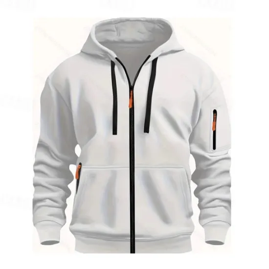 OUKU Men's Hoodie Black White Wine Army Green Red Hooded Plain Zipper Color Block Sports & Outdoor Casual Daily Polyester Cool Casual Athletic Spring & Fall Clothing Apparel Hoodies Sweatshirts Long