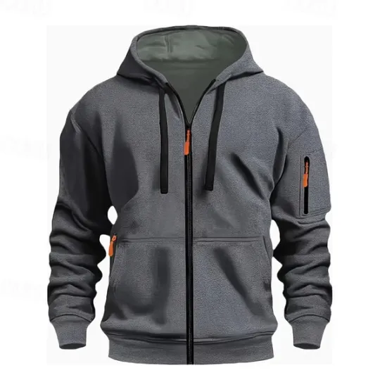 OUKU Men's Hoodie Black White Wine Army Green Red Hooded Plain Zipper Color Block Sports & Outdoor Casual Daily Polyester Cool Casual Athletic Spring & Fall Clothing Apparel Hoodies Sweatshirts Long