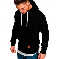 Clearance OUKU Men's Hoodie Black White Yellow Wine Army Green Hooded Plain Pocket Sports & Outdoor Daily Holiday Polyester Streetwear Basic Casual Spring & Fall Clothing Apparel Hoodies Sweatshirts