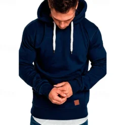 Clearance OUKU Men's Hoodie Black White Yellow Wine Army Green Hooded Plain Pocket Sports & Outdoor Daily Holiday Polyester Streetwear Basic Casual Spring & Fall Clothing Apparel Hoodies Sweatshirts