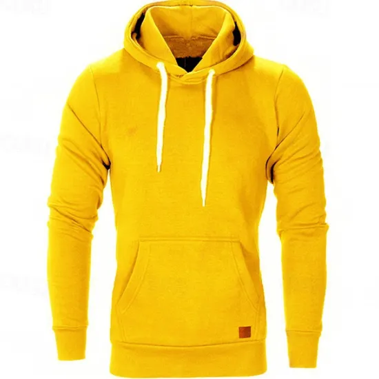 Clearance OUKU Men's Hoodie Black White Yellow Wine Army Green Hooded Plain Pocket Sports & Outdoor Daily Holiday Polyester Streetwear Basic Casual Spring & Fall Clothing Apparel Hoodies Sweatshirts
