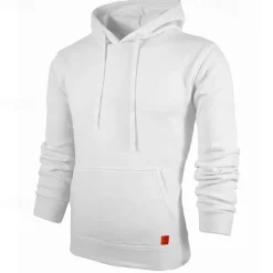 Clearance OUKU Men's Hoodie Black White Yellow Wine Army Green Hooded Plain Pocket Sports & Outdoor Daily Holiday Polyester Streetwear Basic Casual Spring & Fall Clothing Apparel Hoodies Sweatshirts