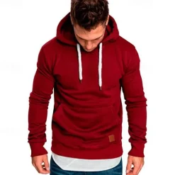 Clearance OUKU Men's Hoodie Black White Yellow Wine Army Green Hooded Plain Pocket Sports & Outdoor Daily Holiday Polyester Streetwear Basic Casual Spring & Fall Clothing Apparel Hoodies Sweatshirts