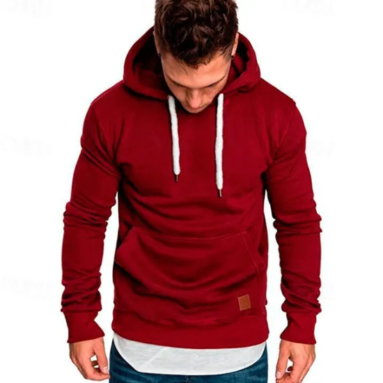 Clearance OUKU Men's Hoodie Black White Yellow Wine Army Green Hooded Plain Pocket Sports & Outdoor Daily Holiday Polyester Streetwear Basic Casual Spring & Fall Clothing Apparel Hoodies Sweatshirts