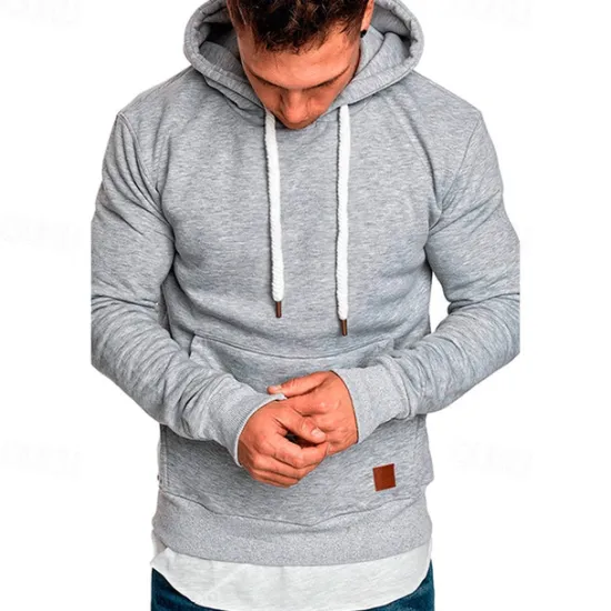 Clearance OUKU Men's Hoodie Black White Yellow Wine Army Green Hooded Plain Pocket Sports & Outdoor Daily Holiday Polyester Streetwear Basic Casual Spring & Fall Clothing Apparel Hoodies Sweatshirts