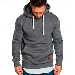 Clearance OUKU Men's Hoodie Black White Yellow Wine Army Green Hooded Plain Pocket Sports & Outdoor Daily Holiday Polyester Streetwear Basic Casual Spring & Fall Clothing Apparel Hoodies Sweatshirts